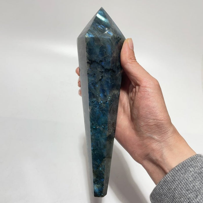 9 Pieces High Quality Labradorite Magic Scepter Wand Points With Stand