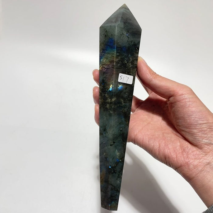 9 Pieces High Quality Labradorite Magic Scepter Wand Points With Stand