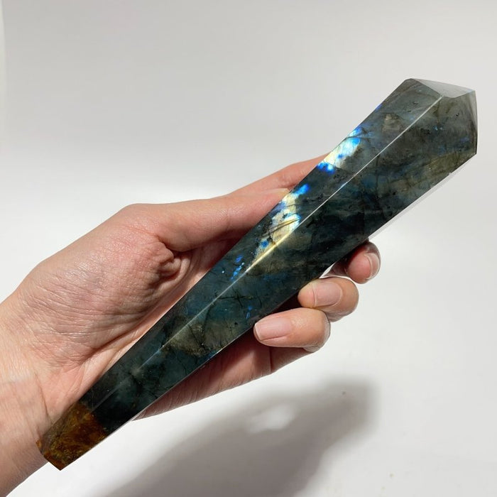 9 Pieces High Quality Labradorite Magic Scepter Wand Points With Stand