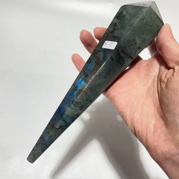 9 Pieces High Quality Labradorite Magic Scepter Wand Points With Stand
