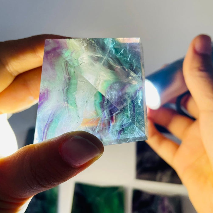 9 Pieces High Quality Rainbow Fluorite Pyramid