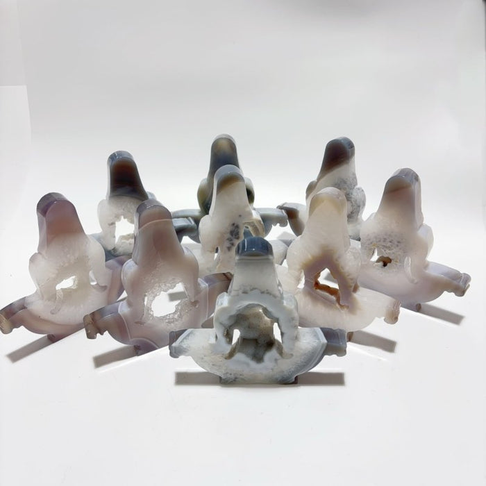 9 Pieces Large Geode Agate Mother Earth Carving