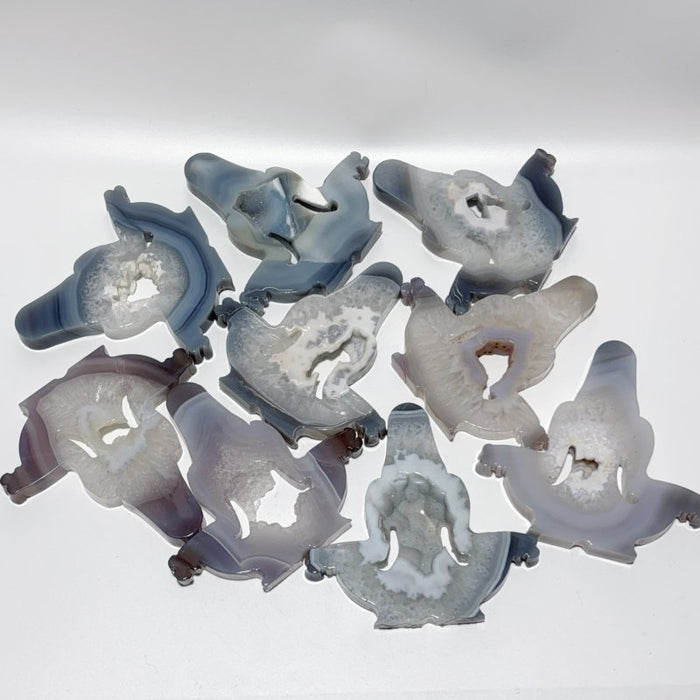 9 Pieces Large Geode Agate Mother Earth Carving