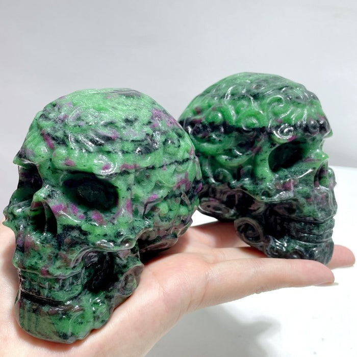 9 Pieces Ruby Zoisite Skull Carving