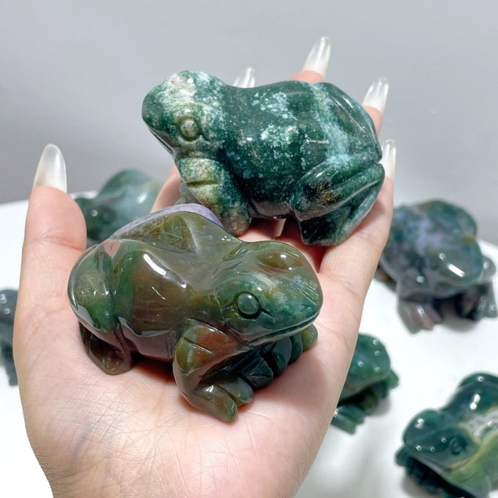 9 Pieces Unique Ocean Jasper Frog Carving