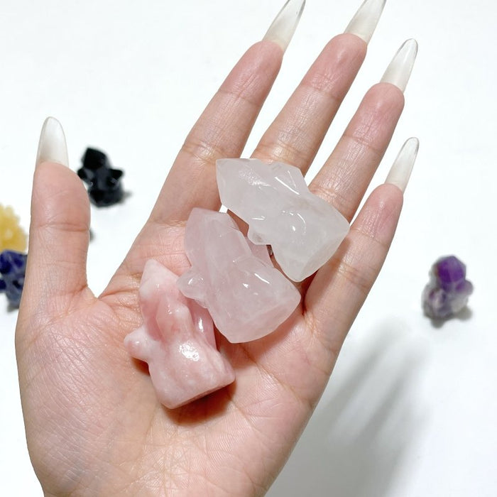 9 Types Crystal Cluster Rocket Shaped Carving Wholesale Pink Opal Obsidian