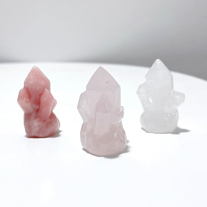 9 Types Crystal Cluster Rocket Shaped Carving Wholesale Pink Opal Obsidian
