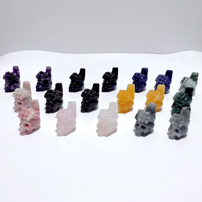 9 Types Crystal Skull With Hand Carving Wholesale Pink Opal Obsidian
