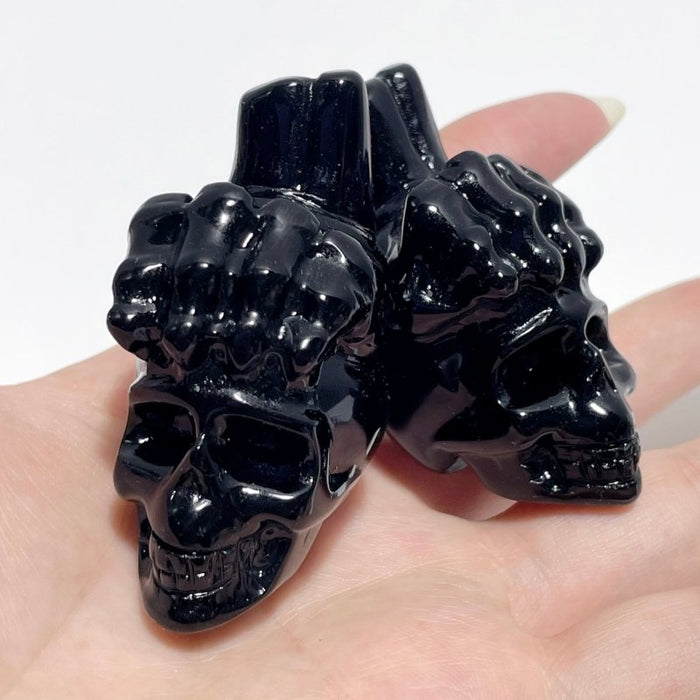 9 Types Crystal Skull With Hand Carving Wholesale Pink Opal Obsidian