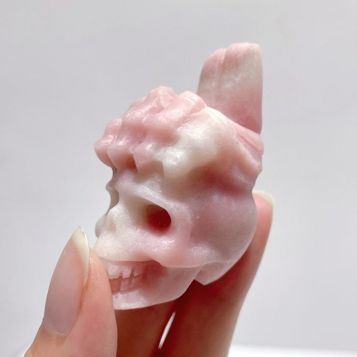9 Types Crystal Skull With Hand Carving Wholesale Pink Opal Obsidian