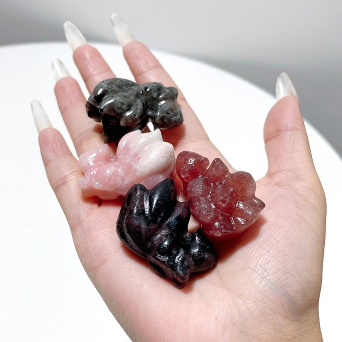 9 Types Nine-Tailed Fox Carving Wholesale Pink Opal Yooperlite