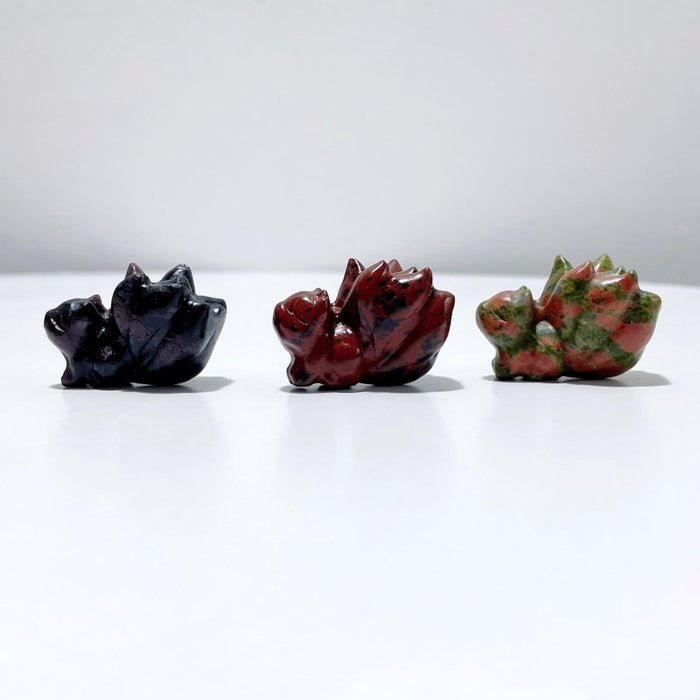 9 Types Nine-Tailed Fox Carving Wholesale Pink Opal Yooperlite