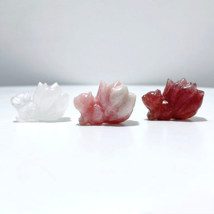 9 Types Nine-Tailed Fox Carving Wholesale Pink Opal Yooperlite