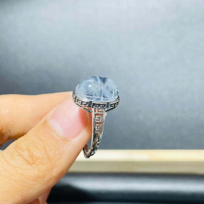 30 Pieces S925 High Grade Blue Angel Feather Quartz Ring