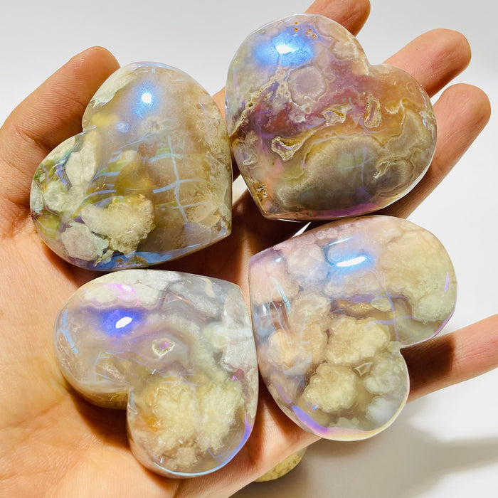 Aura Sakura Flower Agate Heart Wholesale