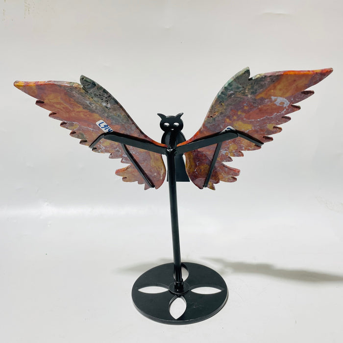 Ocean Jasper Owl Wing Carving With Stand