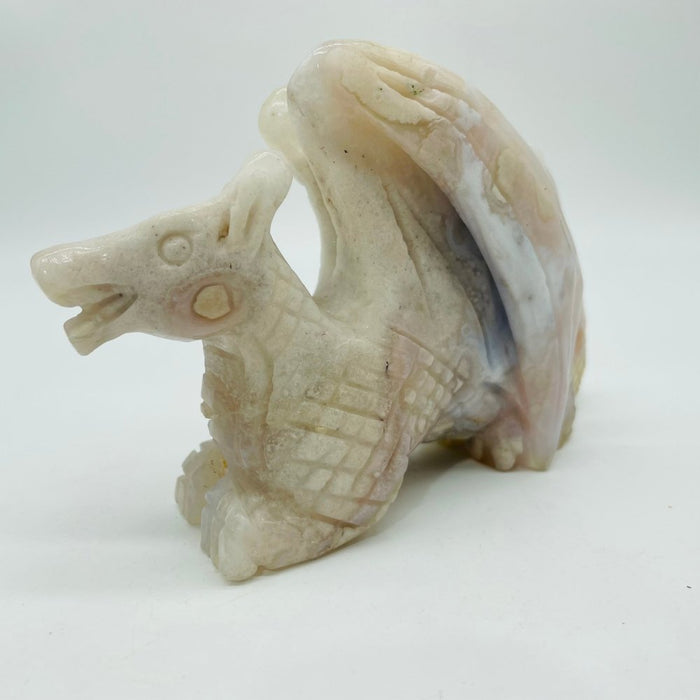 Sakura Flower Agate Flying Dragon Carving