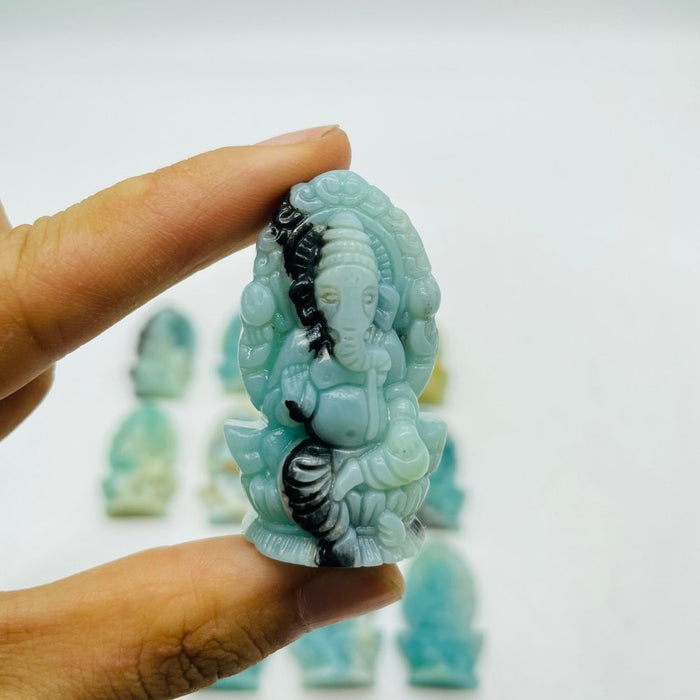 12 Pieces High Quality Caribbean Calcite Ganesha Carving