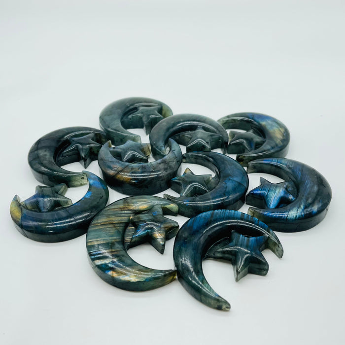 Labradorite Star And Moon Carving Wholesale