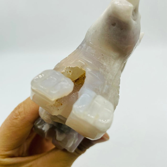 Sakura Flower Agate Flying Dragon Carving