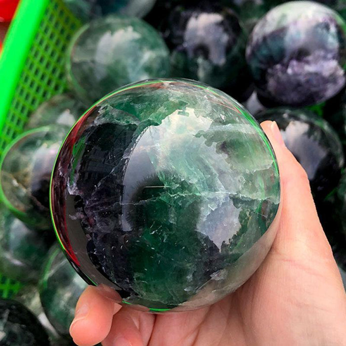 Green And Purple Fluorite Crystal Sphere