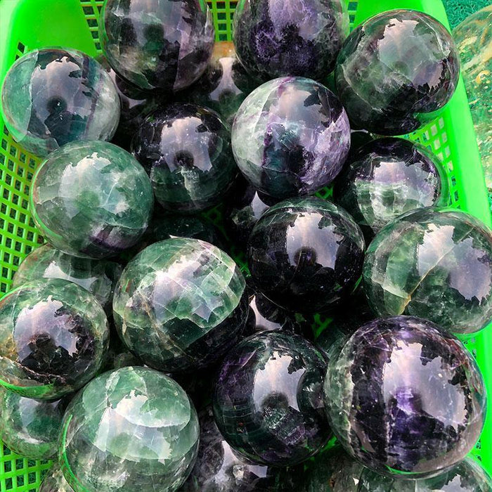 Green And Purple Fluorite Crystal Sphere