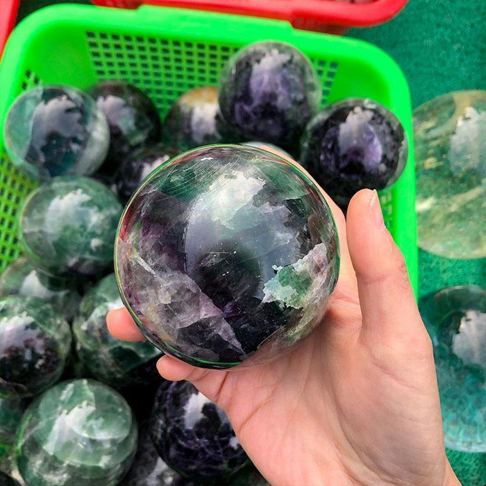 Green And Purple Fluorite Crystal Sphere