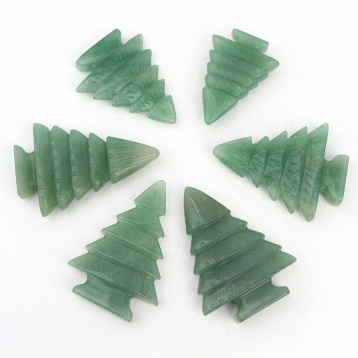 Green Aventurine Polished Carved Christmas Tree Wholesale