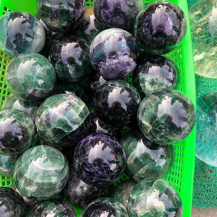 Green And Purple Fluorite Crystal Sphere
