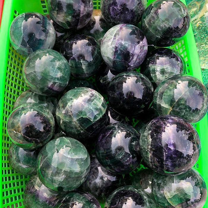 Green And Purple Fluorite Crystal Sphere