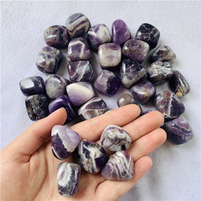 Polished Chevron Amethyst Tumbled Stones Wholesale
