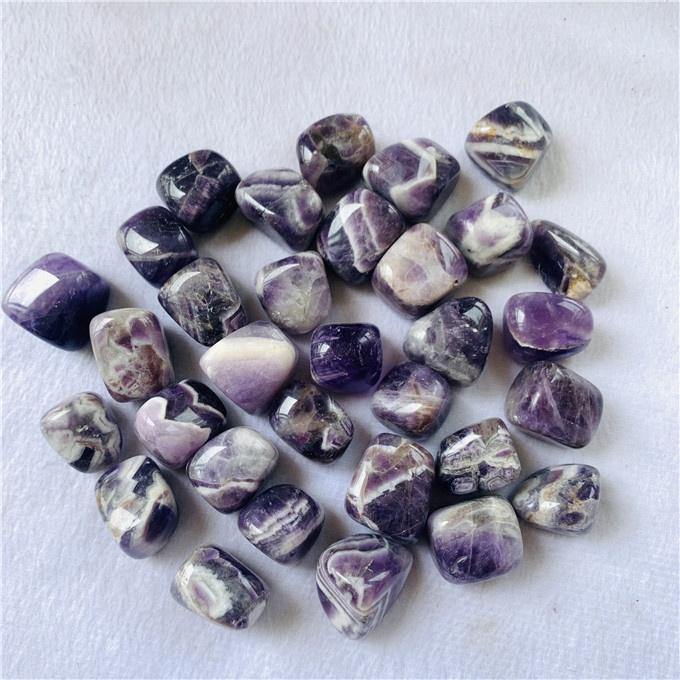 Polished Chevron Amethyst Tumbled Stones Wholesale