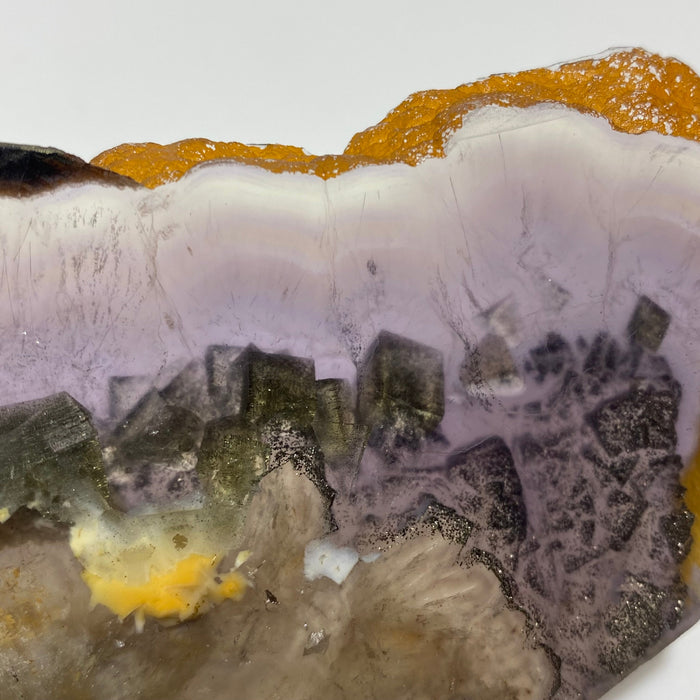 Rainbow Fluorite Mixed Cube Pyrite Spark Acicular Pyrite Slab