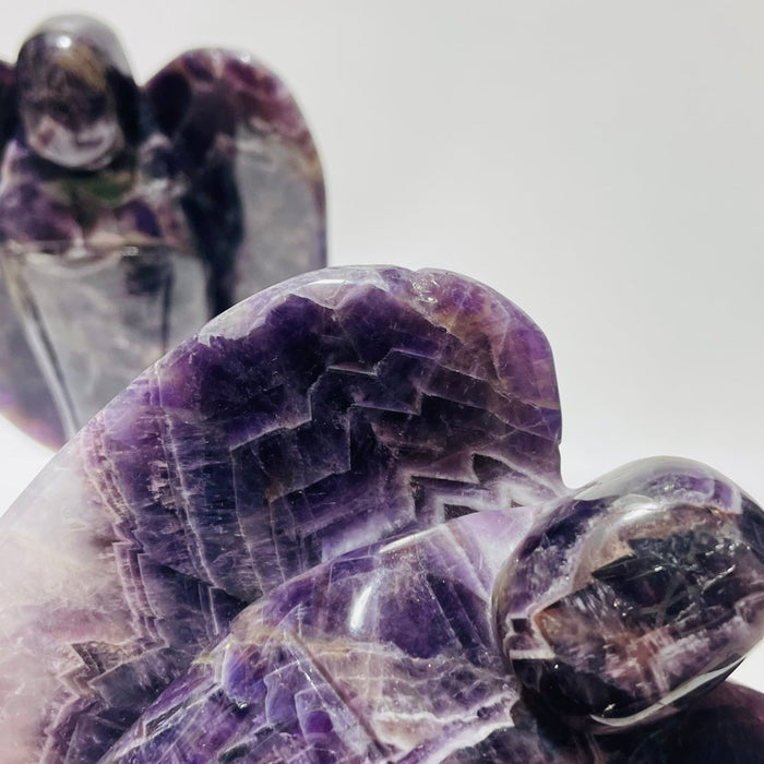 2 Pieces Large Chevron Amethyst Angel Carving(with natural crack)