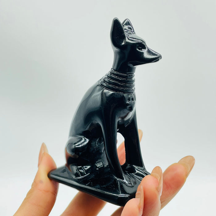 Black Obsidian Egyptian Anubis Dog Carving Wholesale