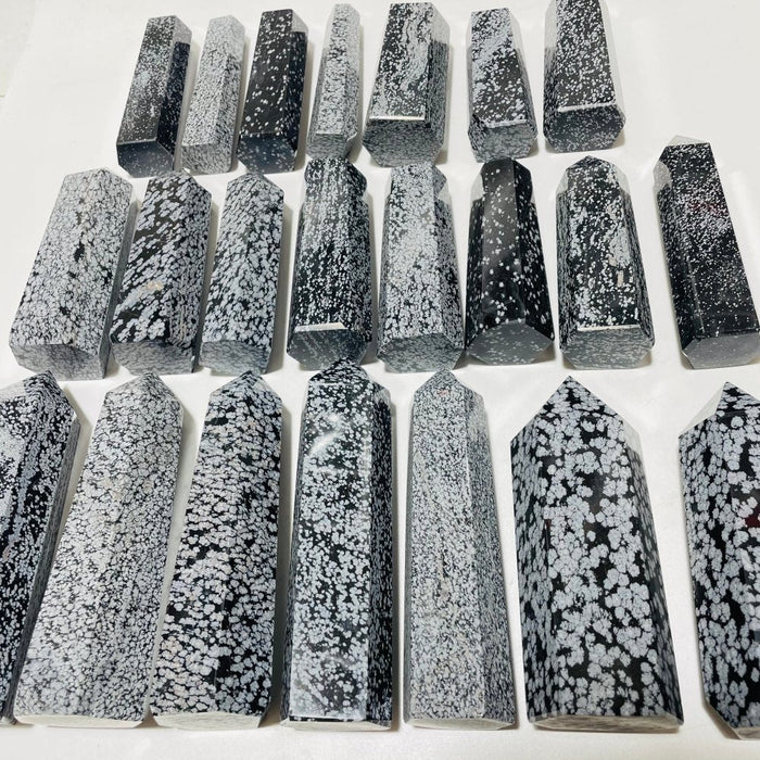 22 Pieces Large Snowflake Obsidian Tower Points