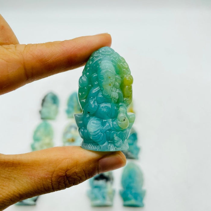 12 Pieces High Quality Caribbean Calcite Ganesha Carving