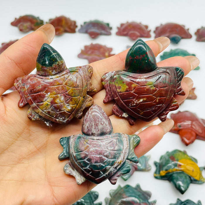 41 Pieces Colourful Ocean Jasper Sea Turtle Carving