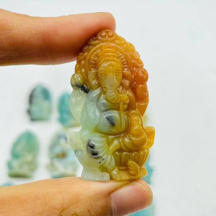 12 Pieces High Quality Caribbean Calcite Ganesha Carving