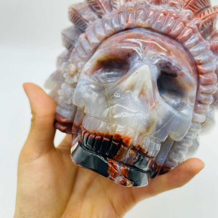 Unique Ocean Jasper Maya Skull Carving