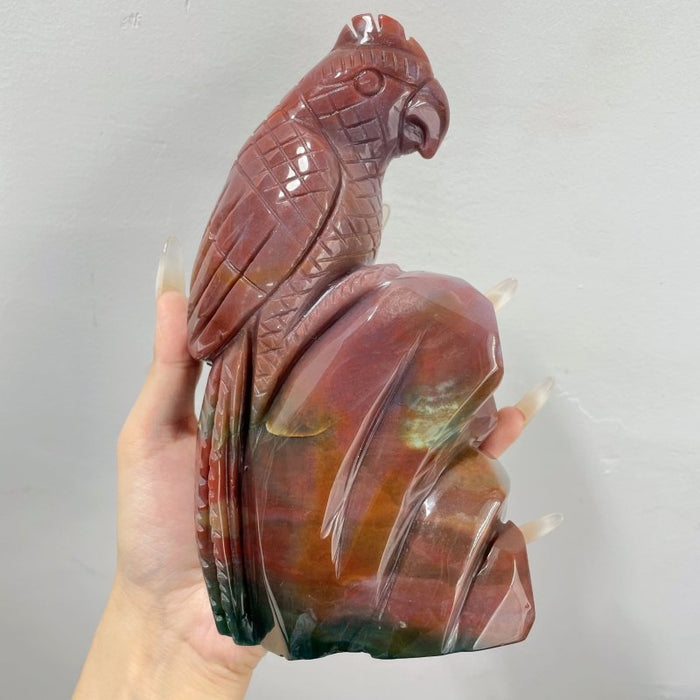 Beautiful Large Ocean Jasper Parrot Carving