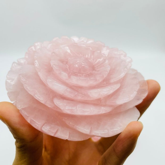 Beautiful Large Rose Quartz Flower Carving Wholesale