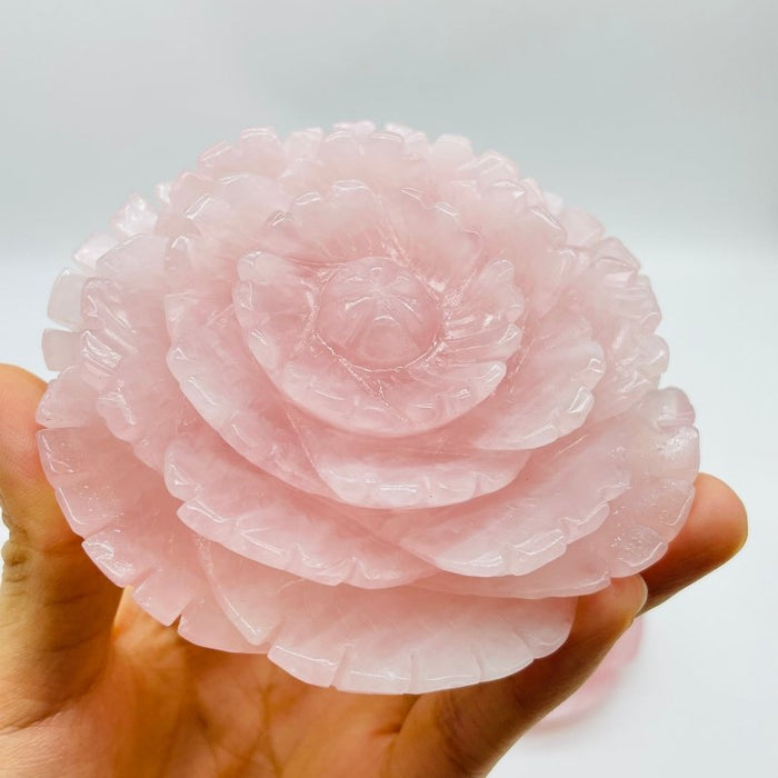 Beautiful Large Rose Quartz Flower Carving Wholesale