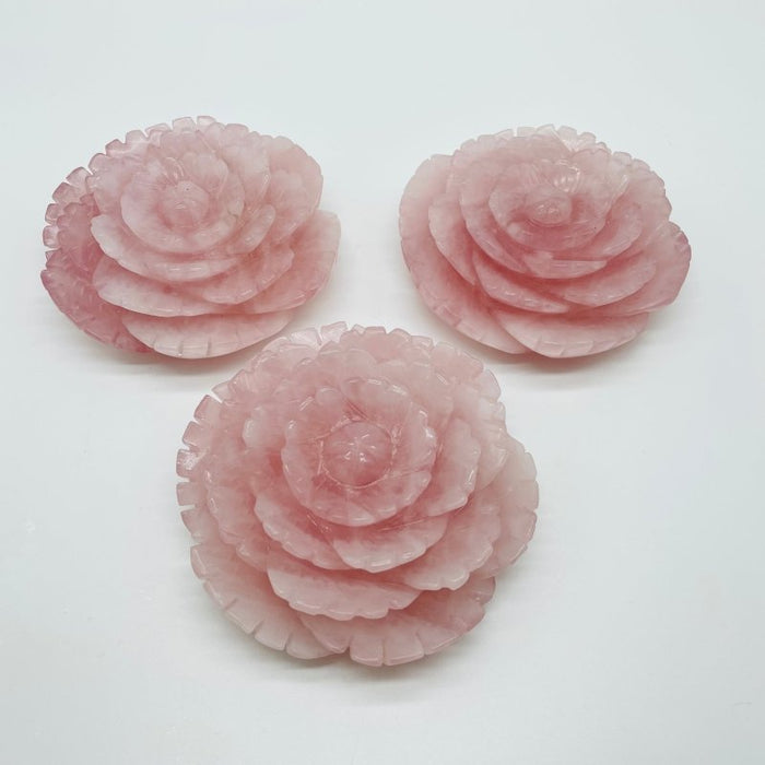 Beautiful Large Rose Quartz Flower Carving Wholesale