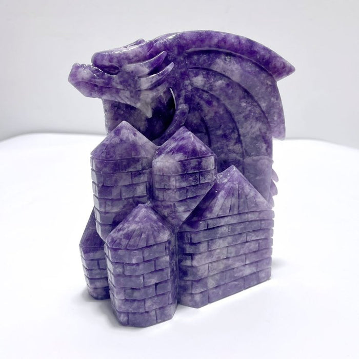 Beautiful Lepidolite Flying Dragon Carving
