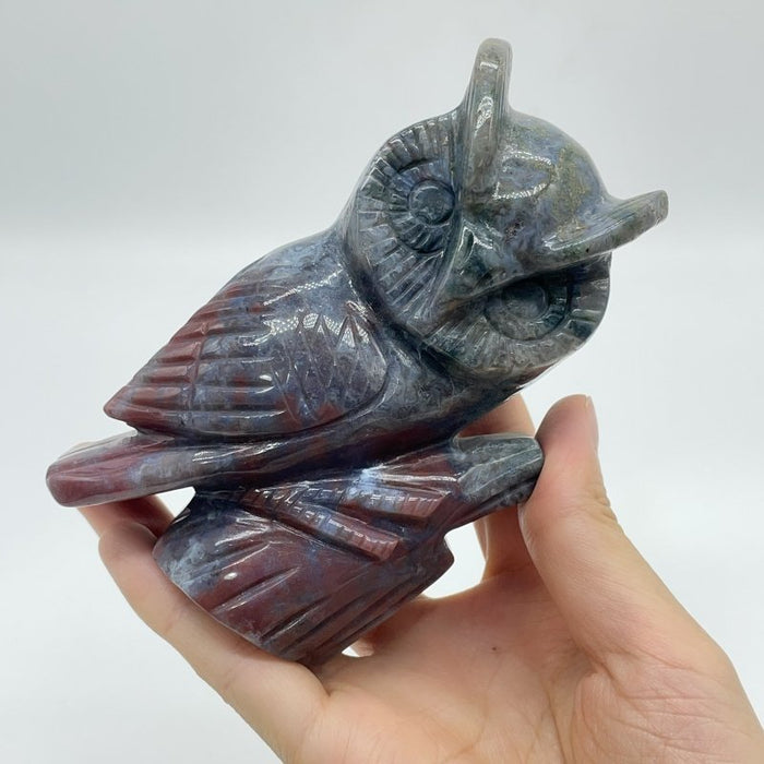 Beautiful Ocean Jasper Owl Carving