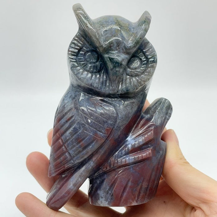 Beautiful Ocean Jasper Owl Carving