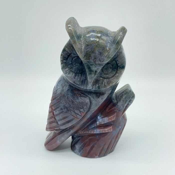 Beautiful Ocean Jasper Owl Carving