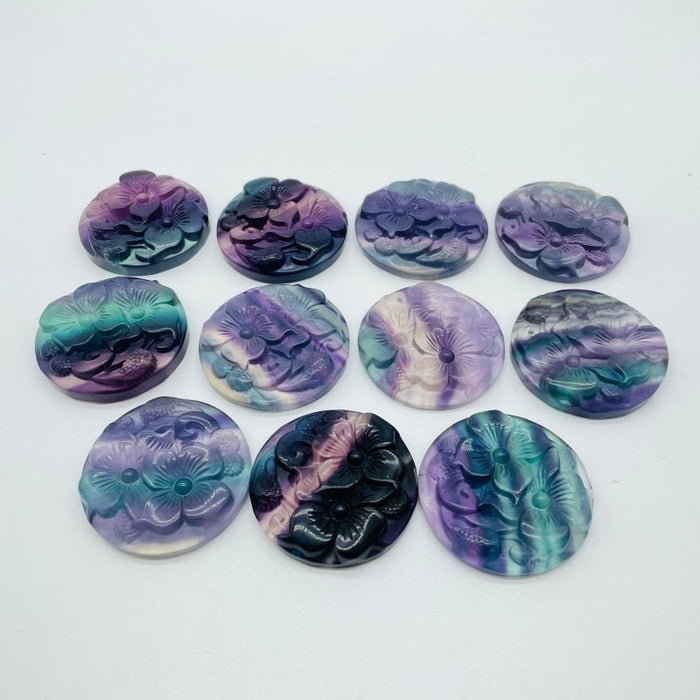 Beautiful Rainbow Fluorite Flowers Carving Wholesale