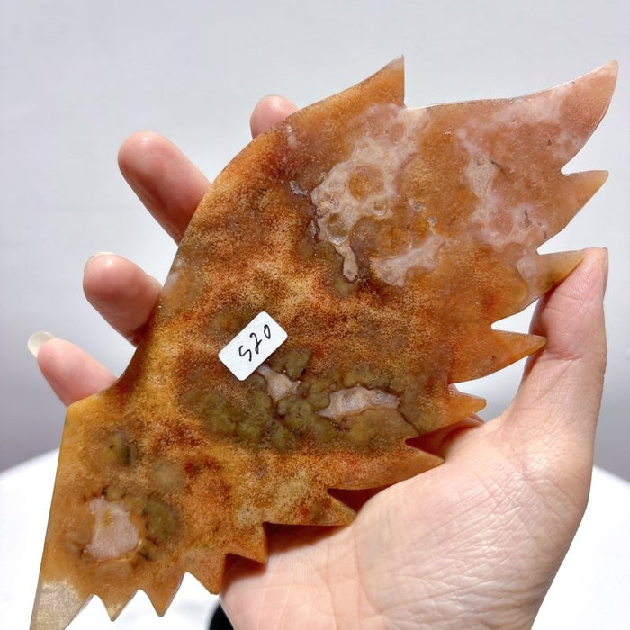 Beautiful Sakura Agate Angel Wing With Stand